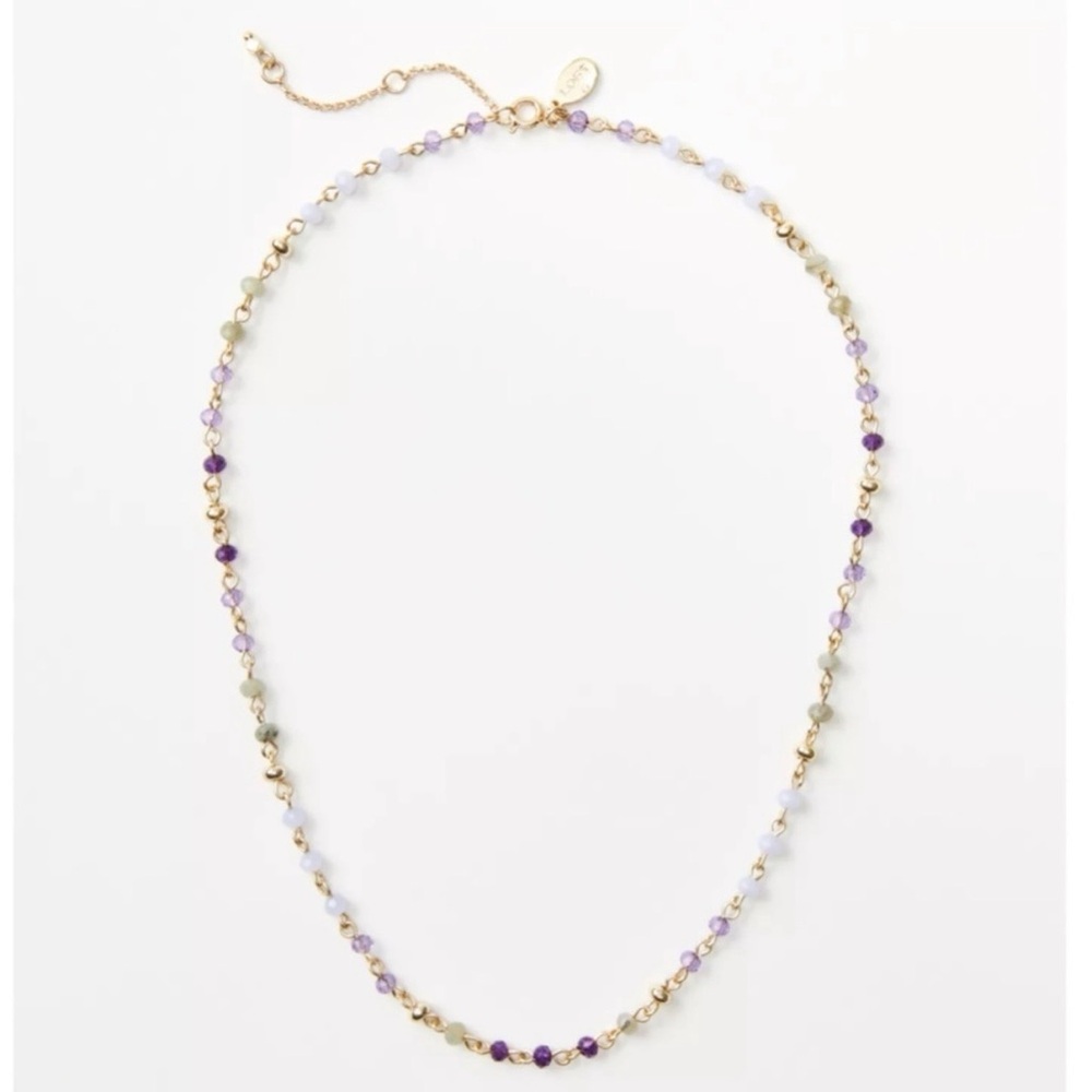 NWT  LOFT  Gold-Tone Beaded Purple & Lavender Necklace
